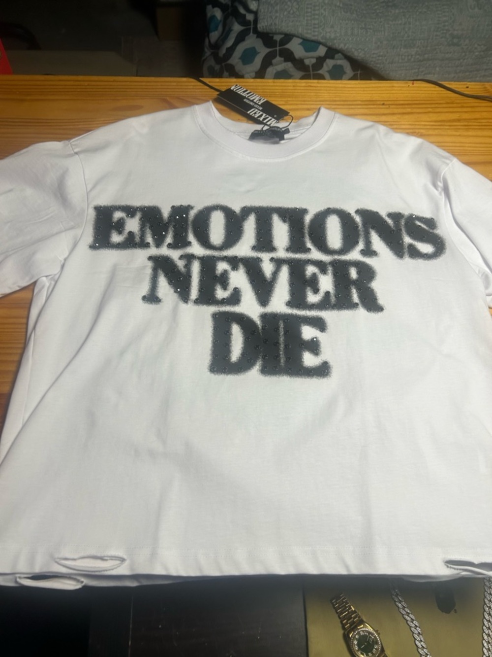 Emotions Never Die White Graphic Tee